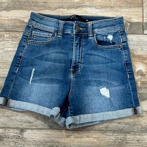 Harper Stretch Distressed Cuffed Denim Jean Shorts Womens Size 25